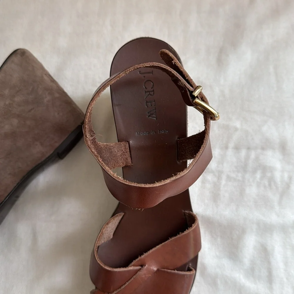 J. Crew Brown Leather Wedges - Picture 2 of 12